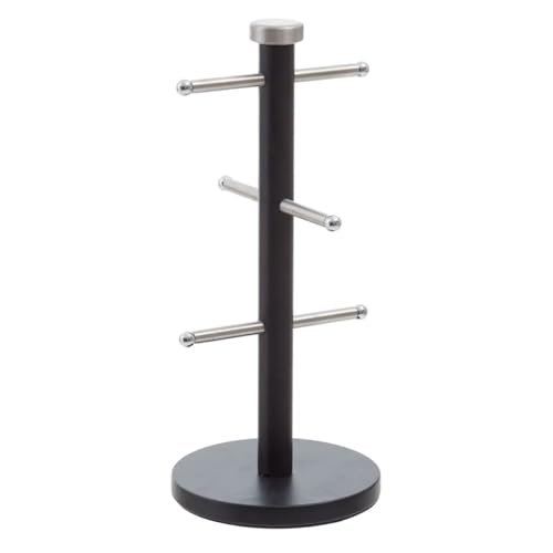 Premier Housewares 508459 6 Cup Mug Tree - Black, H31 x W14 x D14cm