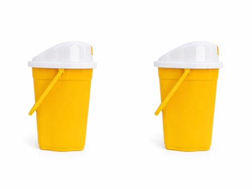 Image of ARISTO Plastic Swing Lid Garbage Dustbin 16 LTR Combo (Yellow & Yellow)