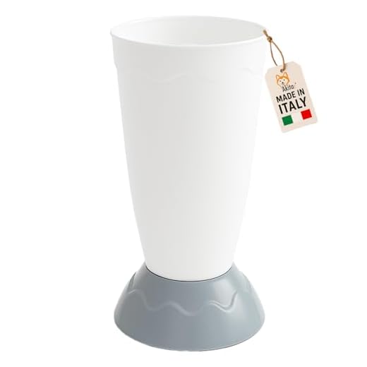 AKITAInk Portaombrelli Vulcano Moderno 27x27x50,5 cm | Porta Ombrelli in Plastica Resistente con Decoro a Onde | Design Elegante e Funzionale per Ingresso Casa o Ufficio (BIANCO)