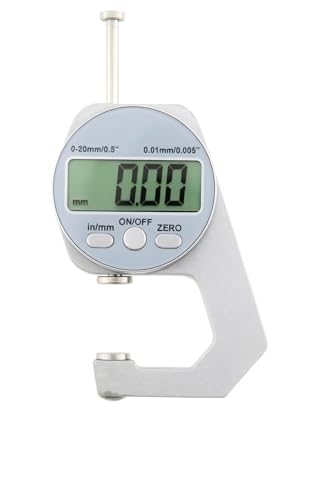 Image of Digital Thickness Gauge 0-20mm, 0.01mm Accuracy, LCD Display, Inch /mm Conversion, Precision Thickness Measuring Tool for Paper, Plastic, Metal, Leather & Sheet Materials (Guage-20mm)