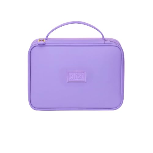 Glizi Estojo Box Escolar para 100 Lápis, com Alça, Necessaire Make, 32 Elásticos (Lilás)
