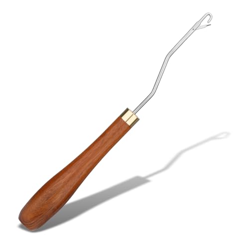 Giwrmu Latch Hook Tool Wooden Bent Latch Hooks Small Latch Hook Crochet Needle for Carpet Making Hair Extension and Yarn Craft