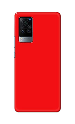Image of Printed Hard Back Cover Case for Vivo X60 Pro Back Cover (Plain Red) -1803