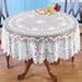 Collections Etc Crochet Lace Floral Tablecloth for Dining Room Accent or Layering Linens, White, 70