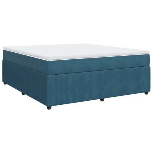 vidaXL Boxspringbett, Polsterbett Bett mit Matratze Matratzenauflage, Bettgestell mit Lattenrost, Doppelbett für Schlafzimmer, Dunkelblau 180x200cm Samt