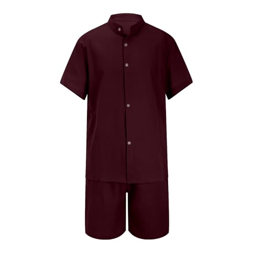 Ensemble homme short et chemise manches courtes décontracté rouge XXXL - 2