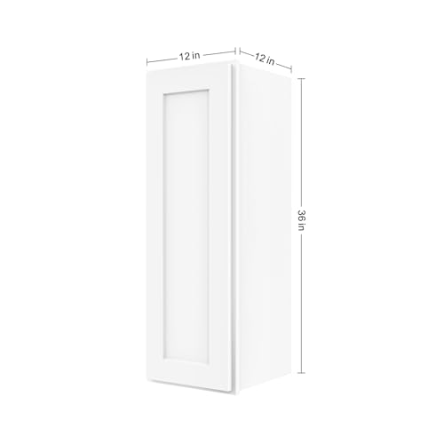 Image of Furinno Shaker Wall Kitchen Cabinet 1-Door-2 Shelves, Ready to Assemble, 12 D x 12 W x 36 H, White