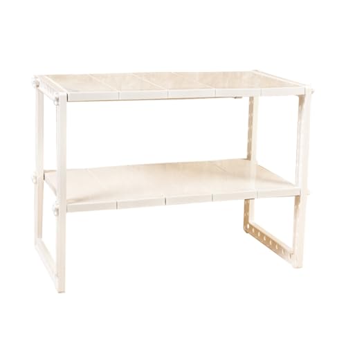 MAGICLULU Estante Organizador Ajustable de 2 Niveles Debajo del Fregadero, Estructura de Acero Inoxidable Estantes Plásticos Extraíbles, Expandible para Almacenaje en Cocina y Baño,