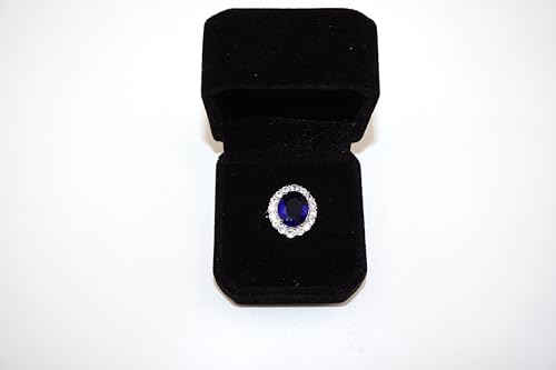 Generic Princess Diana Kate Middleton Created Sapphire Oval Statement Ring Crystal Ring Cocktail Ring Adjustable Ring Engagement Rings For Women thumb #4
