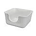 Open Bedpan with High Sides Deep Loo Splashproof Cage Cat Litter Trays Pet Litter Pans for Hamsters Small Animals Kitten, White