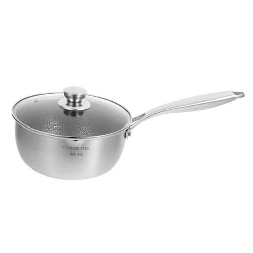 Mikinona 1 Juego Olla Inoxidable con Base Antiadherente Fideos y Leche Cocinas de Inducción y Gas Multifuncional y Práctica
