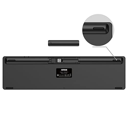 Arteck 2.4G Wireless Keyboard Ultra Slim Full Size Keyboard With Numeric Keypad And Media Hotkey For Computer/Desktop/Pc/Laptop/Surface/Smart Tv And Windows 10/8/ 7 Built-In Rechargeable Battery #TOP4