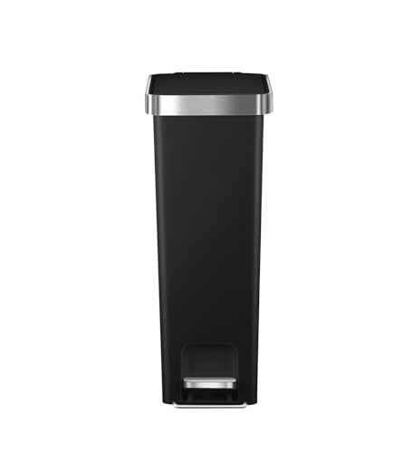 Image of Obsessions EKO 40L Plastic Step Bin with Pedal, Large Capacity Trash Can Ideal for Home, Kitchen and Office, Black