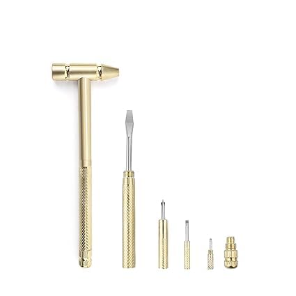 Bluedeal 6 in 1 Micro Mini Multifunction Copper Hammer, Mini Hammer Hathodi With 4 Diffrent Screwdriver Inbulit Usefull For Repair Gadget, Watch Mobile, Anti-Rust Copper Hammer, Pack Of 1