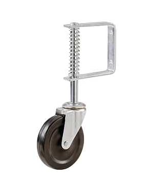 4" Spring Loaded Gate Caster, Rubber Wheel, 125 lbs 9785