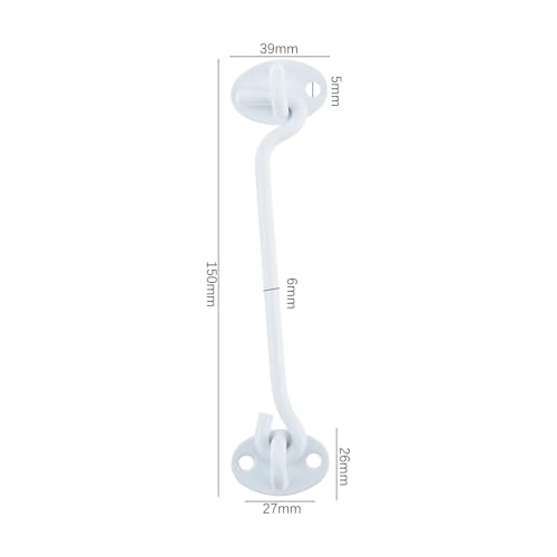 Pestillo de ojo gancho blanco de acero inoxidable resistente para puerta con tornillos 3