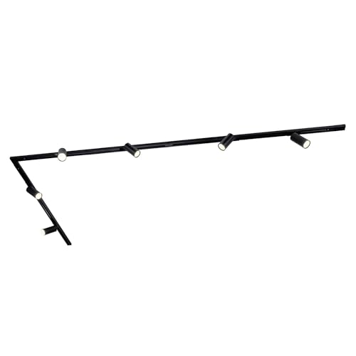 Ledvion - Sistema di Binario, 3m, Binario Monofase, Senza lampada GU10, Nero, 6x spot GU10 orientabili, Plafoniera led soffitto, lampadario cucina, faretti led, plafoniera moderna