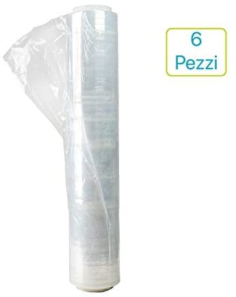 Pellicola 6 rotoli Pellicola Film estensibile manuale trasparente spessore 23 my, 2 Kg, altezza 500 mm