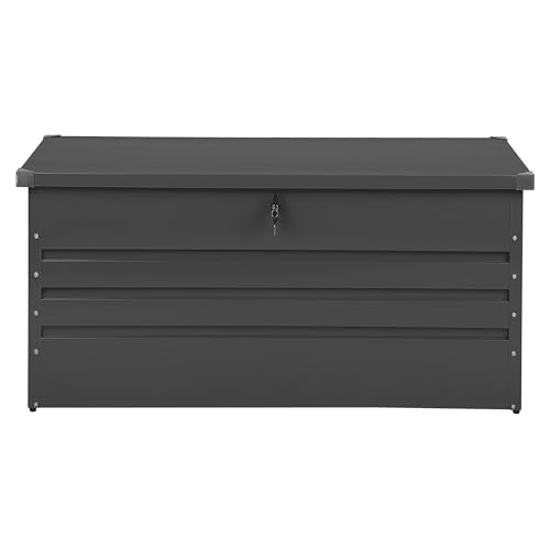 Beliani Große Metall-Gartentruhe 400 l Graphitgrau Kissenbox Auflagenbox für die Terrasse wasserdicht Aufbewahrungsbox Gartenbox Cebrosa - 7