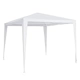 Outsunny Gartenpavillon Partyzelt Gartenpavillon Gartenzelt Festzelt Zelt Klicksystem 90 g/m² PE-Plane Stahl Weiß 2,7 x 2,7 m