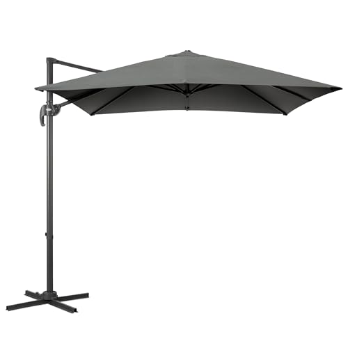 CHRISTOW 2.5m Square Cantilever Parasol, Hanging Banana Umbrella, Outdoor Patio Garden, UV-Resistant, Tilt & Rotate
