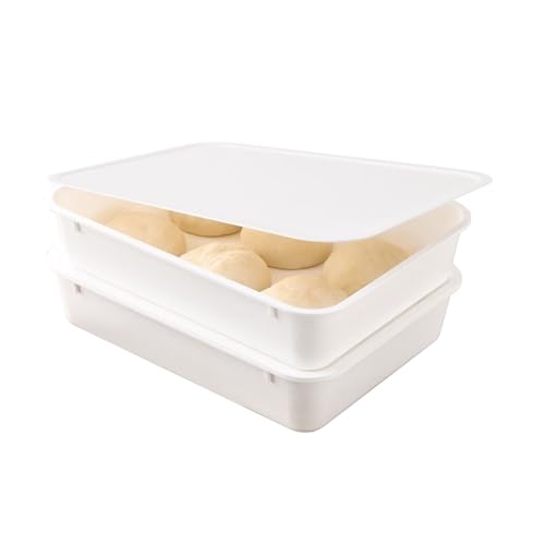 Image of 2 Pack Pizza Dough Proofing Box, Pizza Storage Container，Food Storage Containers with Lids，Pizza Pack Container Expandable，Bread Proofing Box，Stackable Commercial Quality Trays with Covers