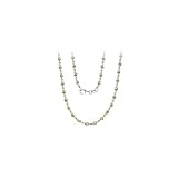 Collar para mujer, cadena larga de perlas de diamante, oro blanco y amarillo, Oro blanco de 14 quilates y oro amarillo, Diamante