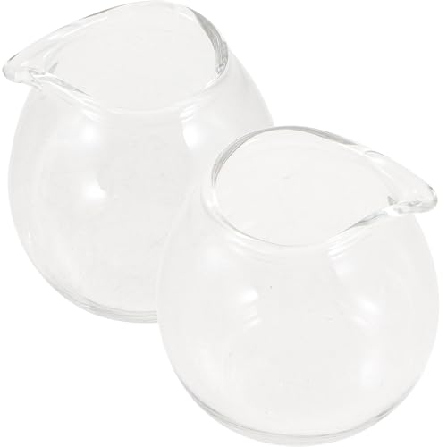 PAMINGONO 2 Mini Jarras de Leche de Vidrio Transparente Boquilla de 20ml para Café, Diseño Simple y Delicado, Ideales para Uso en Casa o Restaurante