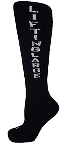 Lifting Large High Performance Deadlift Socks - Powerlifting Legal (Black with white lettering)