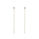 S.Leaf Cz Threader Earrings Sterling Silver Thread Earrings for Women 6cm