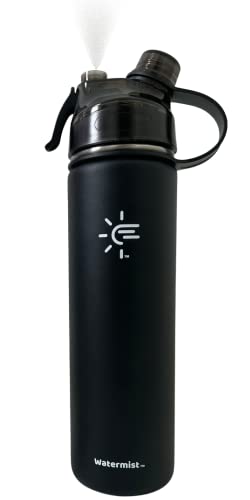 Watermist Stainless Steel Water Bottle With Spray Mist - 22 Oz, Double Wall Insulated Thermos, Cup Holder Friendly, Leak Proof Misting Gym & Sport Metal Canteen (Black) #TOP7