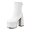 Wtharosa Mujeres Botas Tobillo Elásticas Diseño Plataforma Tacón Bloque Grueso Suela Plataforma Alta Cremallera Trasera para Trabajo Oficina Viaje Diario,Blanca,36 EU