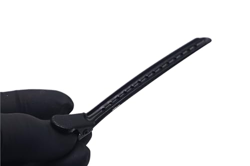 Kit Com 12 Presilhas Clips Grampos De Cabelo Aço Galvanizado com Bico de Pato na Cor Preto Tamanho M