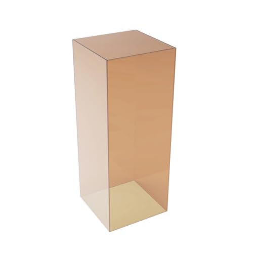 XLIHAWY Display Cube Pedestal, Clear Acrylic All-in Wedding Flowers Display Stand, Trophy Art Figurine Showcase Sculpture Stand(Brown,35x35x90cm)