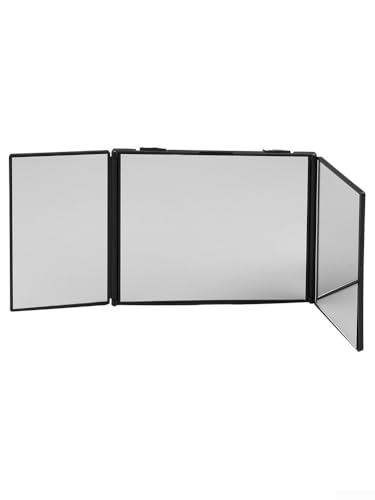 Miroir à trois voies pliable à 360 degrés - Miroir de courtoisie portable pour rasage et maquillage - Pour homme - Double face - Pour salle de bain compacte - Noir