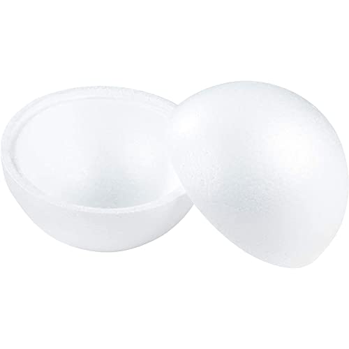 Genie Crafts Half Foam Ball - 2-Piece Smooth Round Polystyrene Semicircle Foam Hollow Half Balls for DIY Craft and Modeling, 7.5 x 3.8 Inches