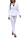 Women's Fall Business Pant Suit Long Sleeve Formal 2 Piece Blazer Set Casual Office Work Outfits 2024 White S