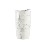 Kaffeebecher Porzellan Umlaca Coffee to go Becher Mit Deckel 350ml,Doppelte Isolierschale Trinkbecher BPA-frei,Geeignet für Zuhause, Büro, Auto, Reisen，Marmorierung