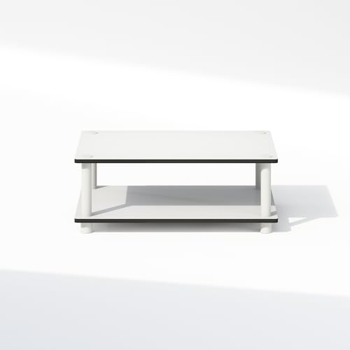 Image of Furinno JUST 2-Tier Under Desk Printer Stand with Storage, Printer Table, Toolless Assembly, for CPU, Work Supplies, Home Office, White