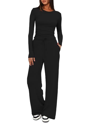 Darong Women's 2 Piece Sets Fall Outfits Long Sleeve Wide Leg...