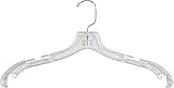 Clear Plastic Top Hanger with Rubber Non-Slip Shoulder Strips and T-Notches in 17' Length X 3/8' Thick with Chrome Hardware, Box of 100