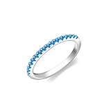 YAHGEM 925 Sterling Silver Birthstone Stackable Rings Set: Eternity Stackable Birthstone Band Rings for Women Cubic Zirconia Stacking Ring for Wife Birthday Jewelry Gifts (December, 8)