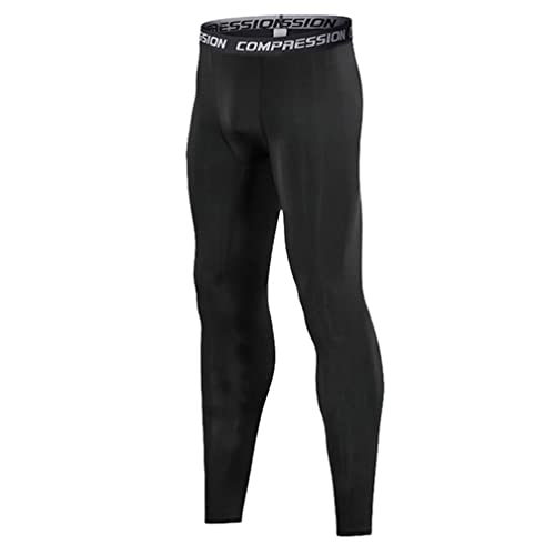 Jungerhouse Legging de Sport Homme Collant Running Fitness Pantalon de Compression Base Layer pour Jogging Cyclisme Basketball (L,Noir Long)