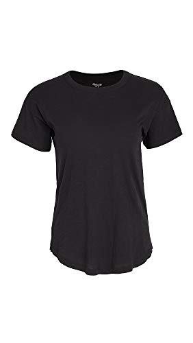Madewell Women's Whisper Cotton Rib Crewneck Tee, Black, XS