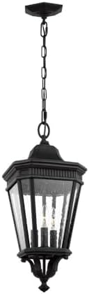 Generation Lighting OL5431BK Cotswold Lane-21.5 Inch Three Light Outdoor Hanging Lantern, 3-Light, cETL Listed, Safety Rated for Wet Locations - Light Fixture, Aluminum Construction image 3