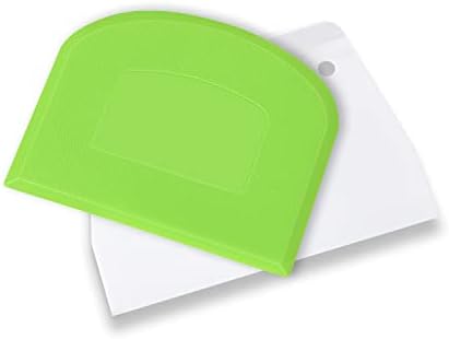 Plastic Kitchen Knives for Cutting Dough and Pastries, Scraping Cream and Butter, Scraping Bowls and Cutting Boards, etc, Set of 2 Green and White
