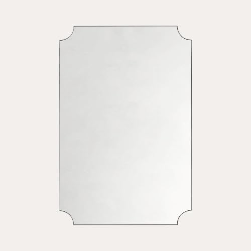 Image of TEHOME 24x36'' Chrome Scalloped Bathroom Mirrors, Silver Decorative Bathroom Vanity Mirror