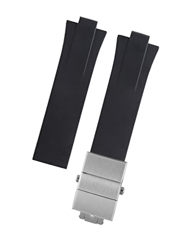 Correa de silicona de 24mm negra compatible con reloj Oris TT1 para buceo 5