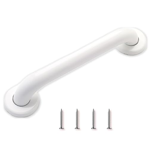 Grab Bars for Bathtubs and Showers | White Shower Grab Bars for Seniors | 24” Long Grab Bar for Wall | Stainless Steel 304 Anti Rust Material | ADA | Handicap Grab Bars for Shower & Toilet, (Smooth)