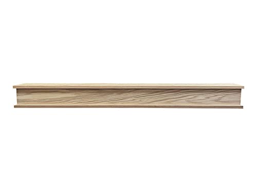 MANTELSDIRECT Bisbee 60 Inch Oak Wood Fireplace Mantel Shelf with Top and Bottom Molding - Unfinished Oak, 6\" Depth, 6\" Height - for Hanging Above Fireplaces and Mantels